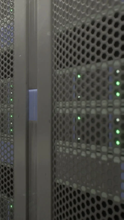 Server room contains active servers working in data processing Stock Footage 338373531