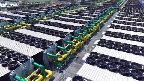 Server Room Cooling System in AI Computing Center 4K Video stock 347073320
