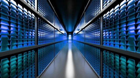 Server room cooling system rotating and blowing air Stock Footage 310791006