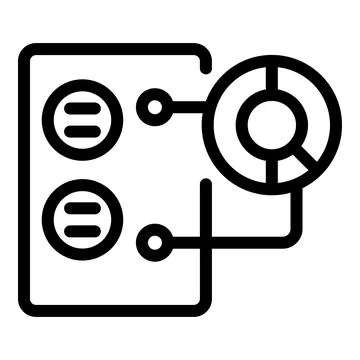 Server room data analysis icon showing data center analytics Illustrazione stock