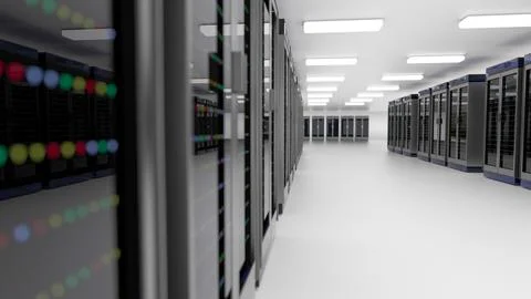 Server room data center. Backup, mining, hosting, mainframe, farm and computer Illustrazione stock