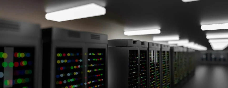 Server room data center. Backup, mining, hosting, mainframe, farm and computer Stock Illustration