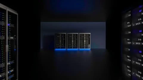 Server room data center. Backup, mining, hosting, mainframe, farm and computer Illustrazione stock