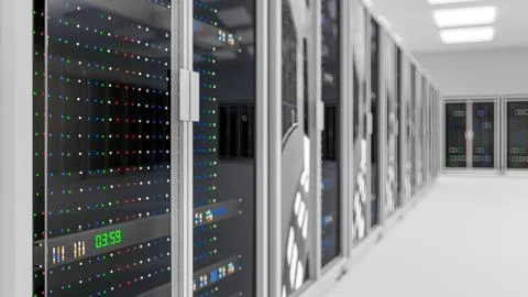 Server room data center. Backup, mining, hosting, mainframe, farm and computer Stock-Illustration