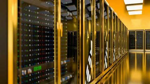 Server room data center. Backup, mining, hosting, mainframe, farm and computer Stockillustratie