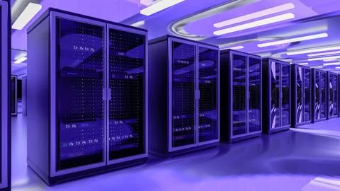 Server room data center. Backup, mining, hosting, mainframe, farm and computer Stock-Illustration