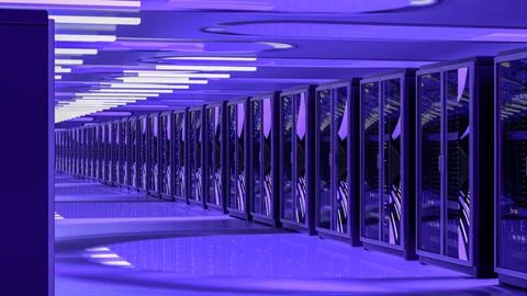 Server room data center. Backup, mining, hosting, mainframe, farm and computer Stock Illustration