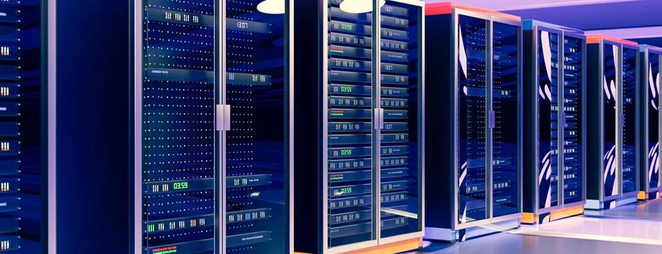 Server room data center. Backup, mining, hosting, mainframe, farm and computer 스톡 일러스트
