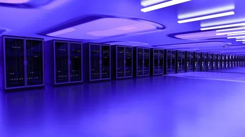 Server room data center. Backup, mining, hosting, mainframe, farm and computer Stock Illustration