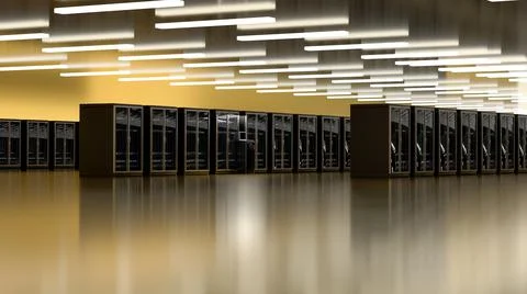 Server room data center. Backup, mining, hosting, mainframe, farm and computer Illustrazione stock