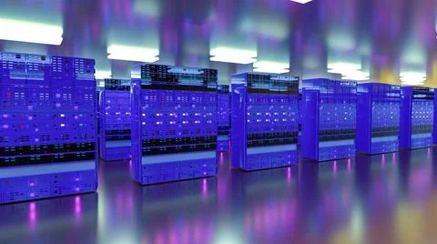 Server room data center. Backup, mining, hosting, mainframe, farm and computer Stockillustratie