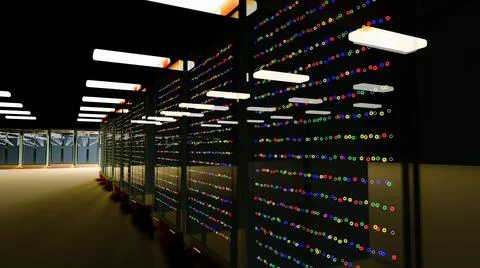 Server room data center. Backup, mining, hosting, mainframe, farm and computer Stock-Illustration