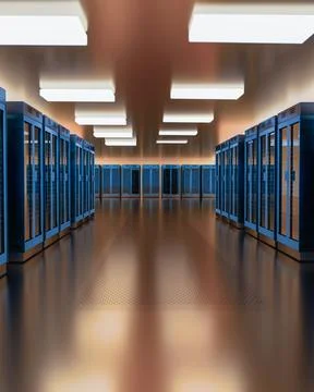 Server room data center. Backup, mining, hosting, mainframe, farm and computer Stock Illustration