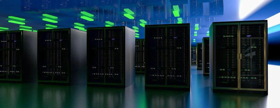 Server room data center. Backup, mining, hosting, mainframe, farm and computer 스톡 일러스트