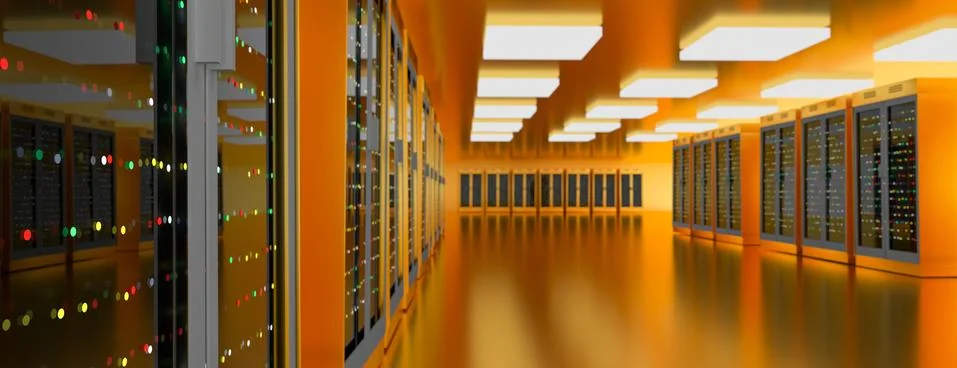 Server room data center. Backup, mining, hosting, mainframe, farm and computer Stock Illustration