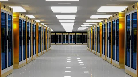 Server room data center. Backup, mining, hosting, mainframe, farm and computer Stock Illustration