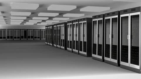 Server room data center. Backup, mining, hosting, mainframe, farm and computer Stock Illustration