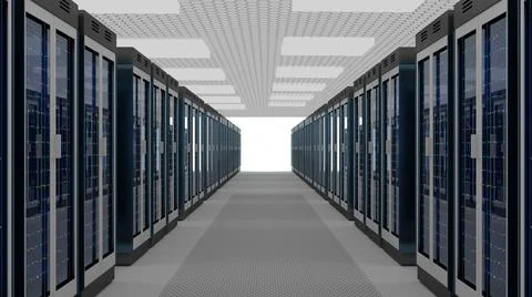 Server room data center. Backup, mining, hosting, mainframe, farm and computer Illustrazione stock