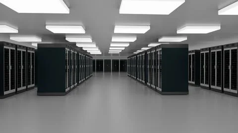 Server room data center. Backup, mining, hosting, mainframe, farm and computer Stock Illustration