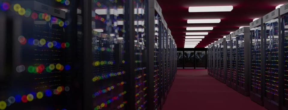 Server room data center. Backup, mining, hosting, mainframe, farm and computer Stock Illustration