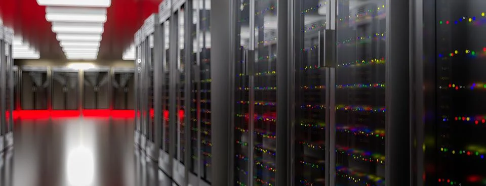 Server room data center. Backup, mining, hosting, mainframe, farm and computer Stock Illustration