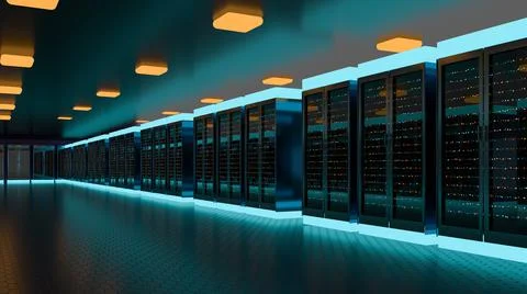 Server room data center. Backup, mining, hosting, mainframe, farm and computer 스톡 일러스트