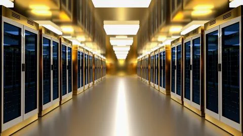 Server room data center. Backup, mining, hosting, mainframe, farm and computer Illustrazione stock