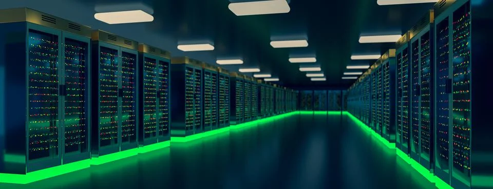 Server room data center. Backup, mining, hosting, mainframe, farm and computer 스톡 일러스트