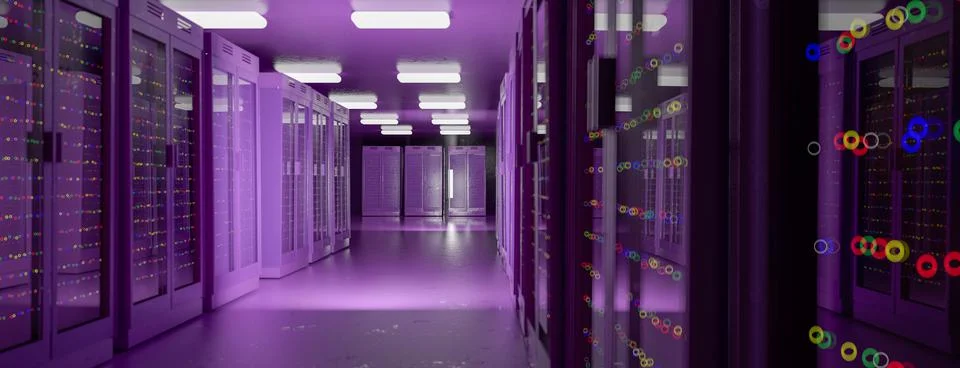 Server room data center. Backup, mining, hosting, mainframe, farm and computer Stock Illustration