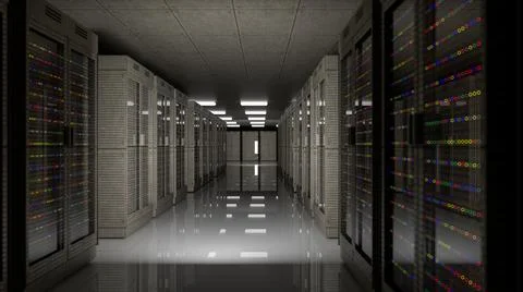 Server room data center. Backup, mining, hosting, mainframe, farm and computer Illustrazione stock