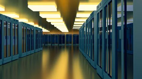 Server room data center. Backup, mining, hosting, mainframe, farm and computer Illustrazione stock
