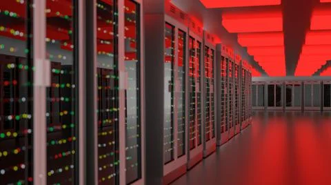 Server room data center. Backup, mining, hosting, mainframe, farm and computer Stock Illustration