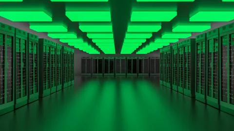 Server room data center. Backup, mining, hosting, mainframe, farm and computer Stock Illustration