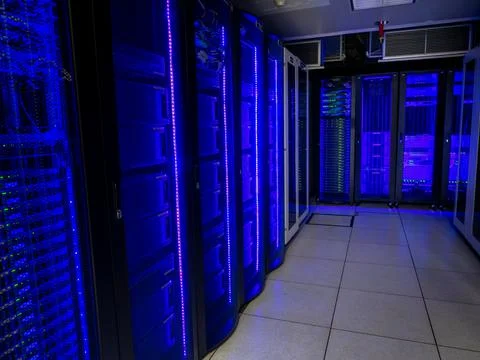 Server room data center. Backup, mining, hosting, mainframe Stock-Fotos