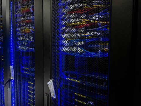 Server room data center. Backup, mining, hosting, mainframe Foto stock