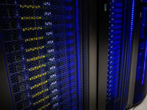 Server room data center. Backup, mining, hosting, mainframe Foto stock