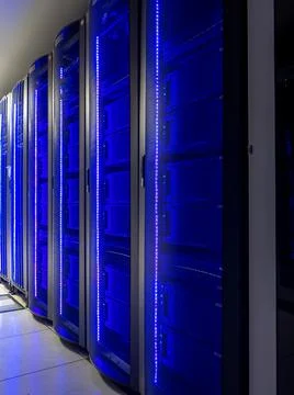 Server room data center. Backup, mining, hosting, mainframe Stock Photos