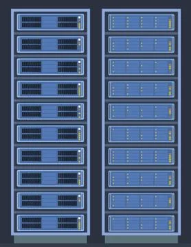 Server room in data center. Cloud storage and computing internet technology i Stock Illustration