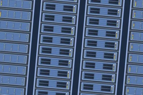 Server room in data center. Cloud storage and computing internet technology i Stock Illustration