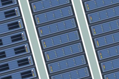 Server room in data center. Cloud storage and computing internet technology i 스톡 일러스트