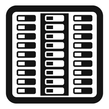 Server room data center icon showing hosting and databases Stock Illustration