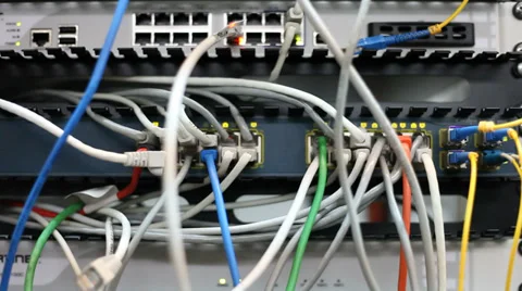 Server room, data center, internet connection, network, IT, communications Stock Footage 33423490