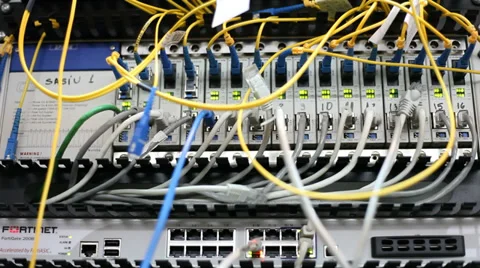 Server room, data center, internet connection, network, IT, communications Stock Footage 33427513