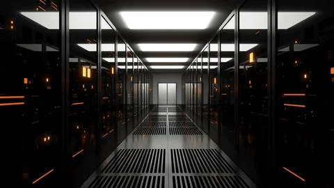 Server Room of data center with Network and data servers Stock Illustration