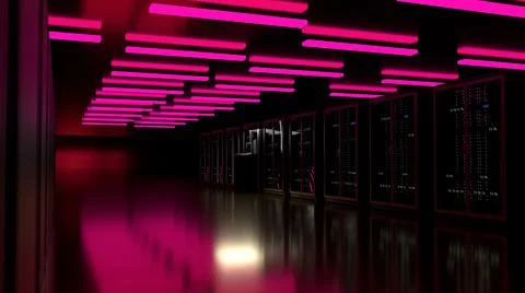 Server room data center. Rackmount LED console. Backup, mining, hosting Illustrazione stock