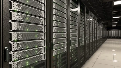 Server room data center with working server racks Stock Footage 89461450
