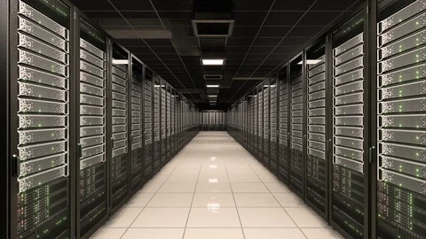 Server room data center with working server racks Stock Footage 89465914