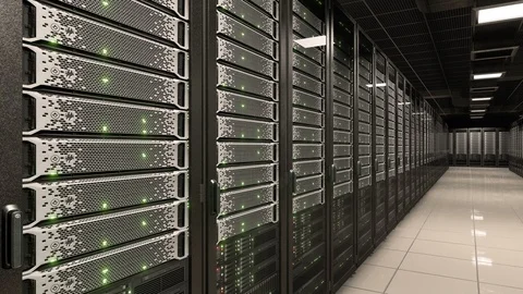 Server room data center with working server racks Stock Footage 89527614