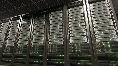 Server room data center with working server racks Stock Footage 89593144