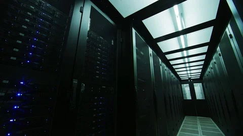 Server Room - Data Centre - Mainframe system Stock Footage 84002443